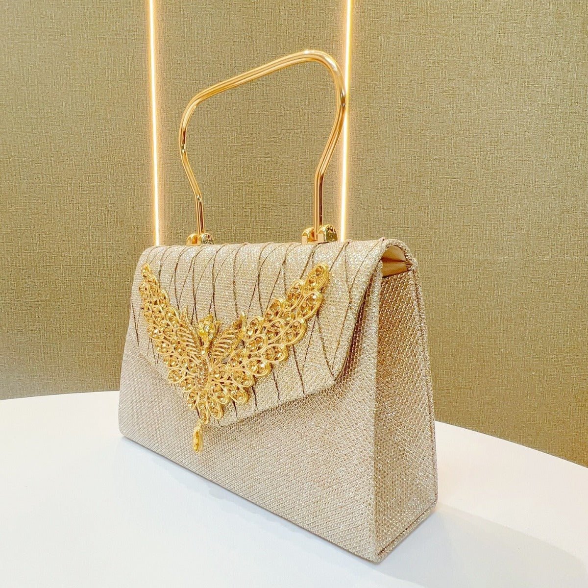 Gold Retro Sequin Shoulder Messenger Bag – European‑American Vintage Clutch
